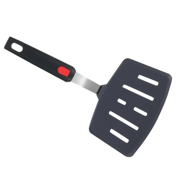 Slotted Silicone Flexible Pancake Turner, Kitchen Spatula for Cooking or Baking-Black