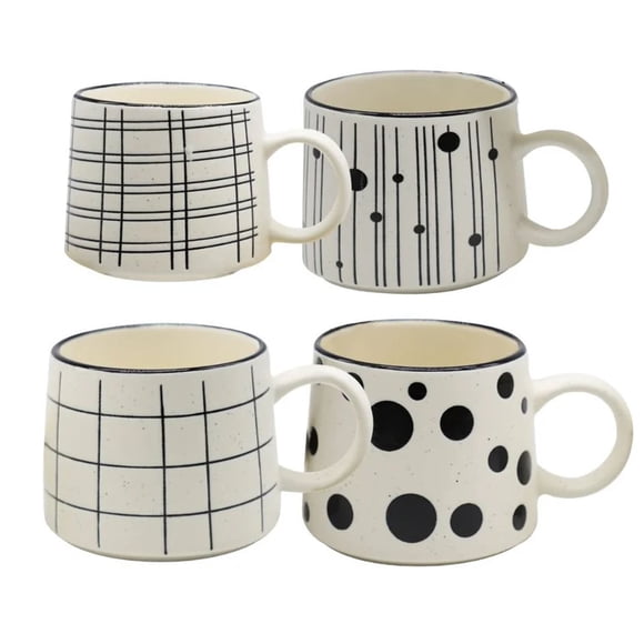 4 Tazas De Cerámica Chefmaker Modelo Dalmata De 400ml c/u Con Grabado