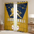 thumbnail image 2 of Homewish Baseball Game Gaming Curtains Pack of 2 (42x84 Each),Ball Sport Theme Curtains Blackout,Gold Deepblue Bedroom Curtains For Teens,Luxury Bedroom Decor, 2 of 6