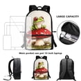 thumbnail image 4 of Binienty Frog Mushroom School Backpack Set for Girls Elementary School Bookbag For Boys With Lunch Box and Pencil Case 3 PCS Kids 17 Inch Book Bag Middle School Supplies, 4 of 7