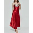 thumbnail image 4 of Sunisery Women V-Neck Satin Silk Lace Lingerie Pajama Night Dress Nightgown Sleepwear, 4 of 6