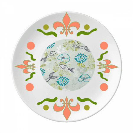 

fish flower blue animal Flower Ceramics Plate Tableware Dinner Dish