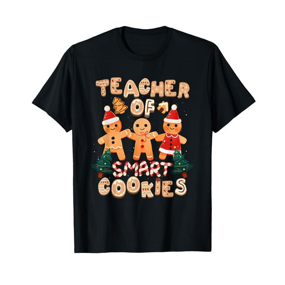 Christmas Teacher Cute Gingerbread Cookies Funny Holiday Men Women T-Shirt,Women's short-sleeved T-shirt to celebrate the coming of Christmas