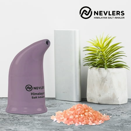Nevlers Hand Painted Ceramic Salt Inhaler with Pure Himalayan Pink Salt | Asthma and Allergy Relief | Includes Salt Refill - Lavender