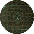 thumbnail image 1 of Ahgly Company Indoor Round Persian Turquoise Blue Traditional Area Rugs, 5' Round, 1 of 4