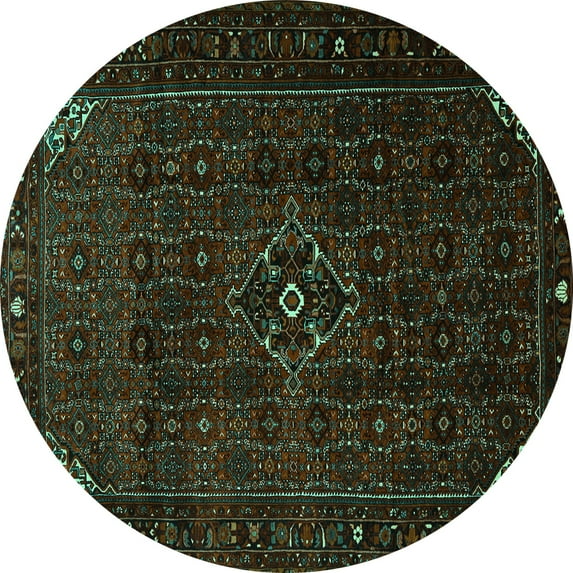 Ahgly Company Indoor Round Persian Turquoise Blue Traditional Area Rugs, 5' Round