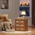 thumbnail image 3 of Leyaoyao Boho Nightstand, Wood Bedside Table with 3 Drawers, Adult Sofa Side End Table Night Stand for Living Room, Office, Tea Brown, 3 of 9