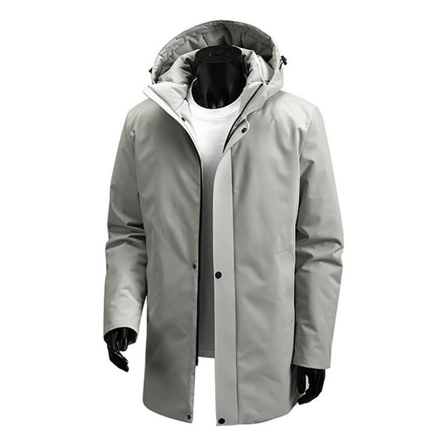 Men's Classic Zip-Up Hooded Jacket with Long Sleeves and Practical Pockets, Water-Resistant Fabric with Soft Lining, Versatile for Everyday Wear in Spring, Fall, and Mild Winter