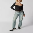 thumbnail image 2 of Women‘s Bodycon Square Neck Long Sleeve Shirts Slim Fit Tops Basic Blouse Tee Tops, 2 of 6