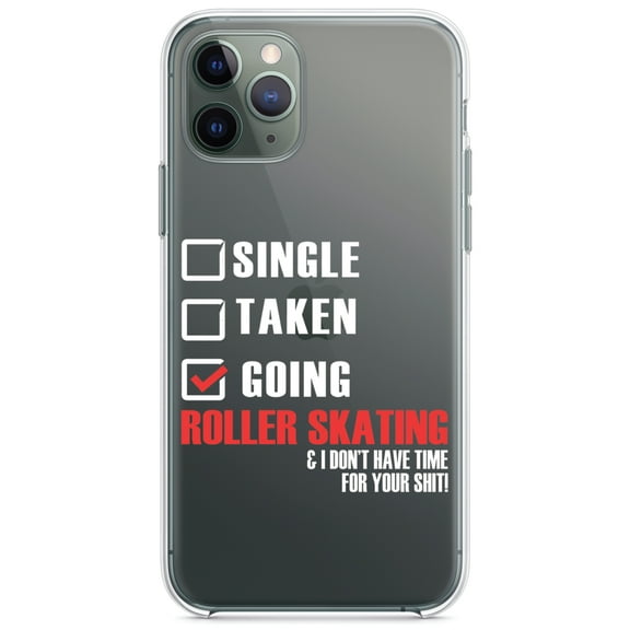 DistinctInk Clear Shockproof Hybrid Case for iPhone 11 Pro (5.8" Screen) - TPU Bumper Acrylic Back Tempered Glass Screen Protector - Single Taken Going Roller Skating