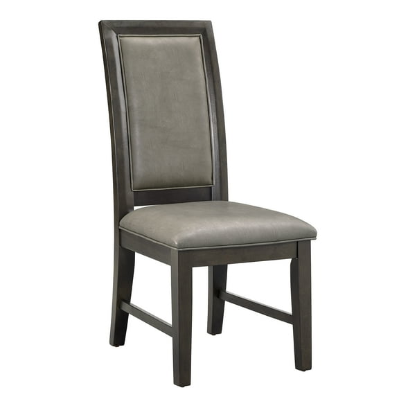 Beautiful 2Pc Brown Upholstered Seat Back Cushion Dining Chair Set Wooden Furniture