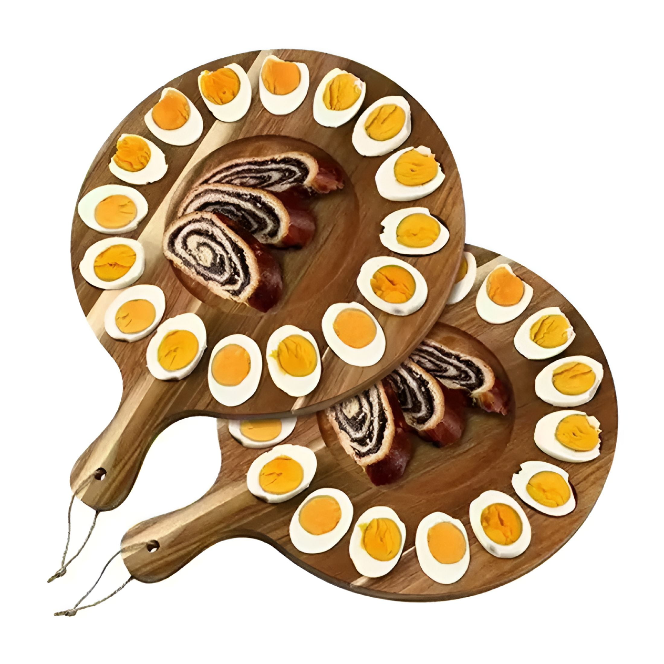 ACDANC Deviled Egg Platter,Wooden Deviled Egg Tray 24 Holes Round Egg Holder