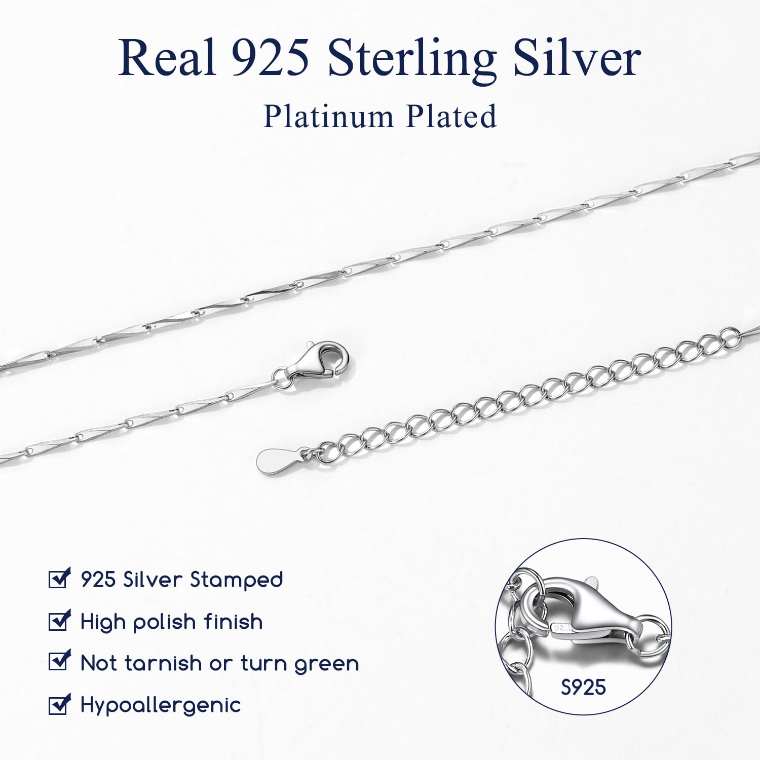 Suplight 925 Sterling Silver Women Necklace Melon Chain for Women 1mm 18"22" Slim Chain Jewelry Gift