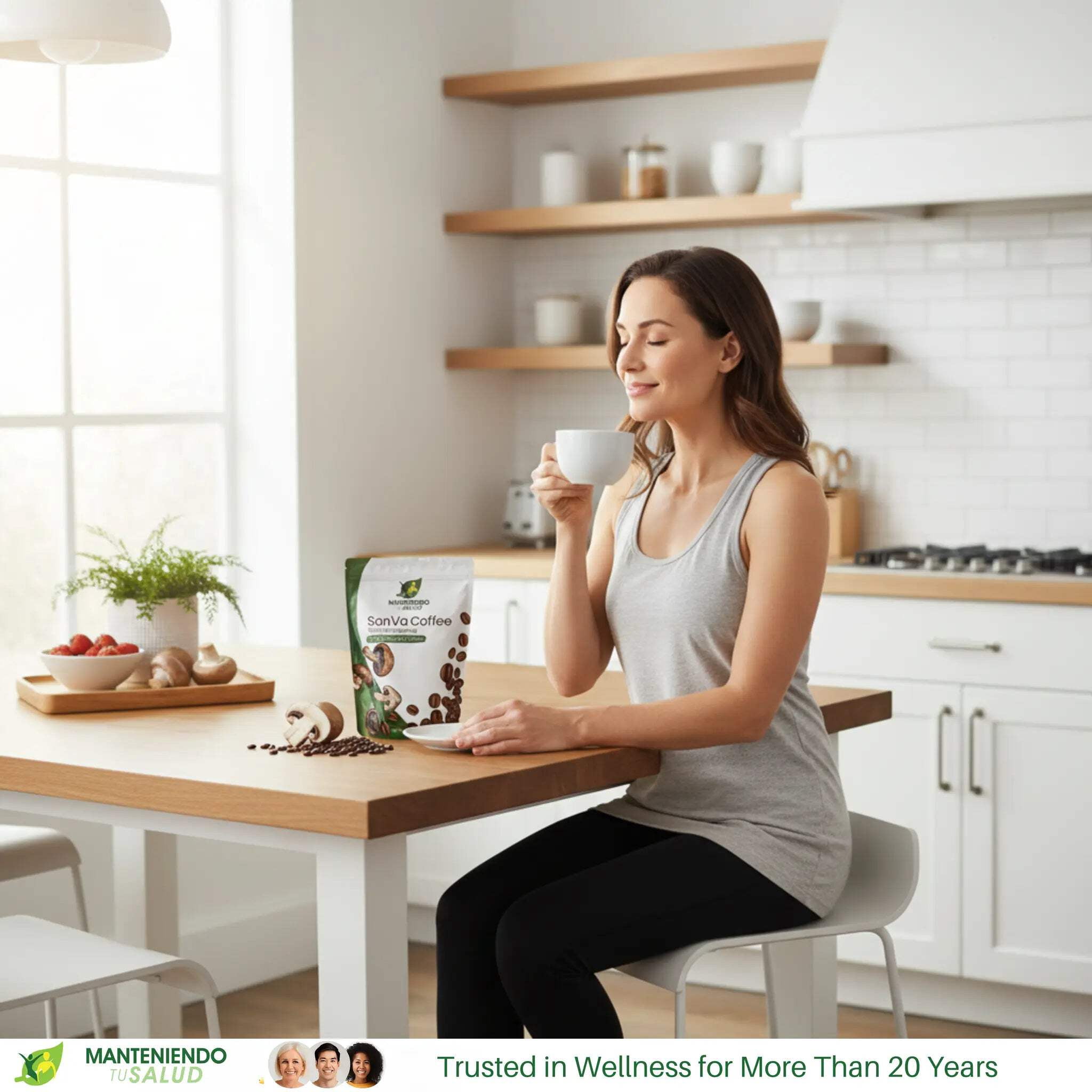 Manteniendo Tu Salud Instant Coffee with 11 Mushrooms Gluten-Free Naturally Caffeinated 8 Oz