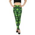 thumbnail image 6 of HDE Trendy Design Workout Leggings Fun Fashion Graphic Printed Cute Patterns Green 4 Leaf Clovers XL, 6 of 7