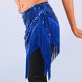 thumbnail image 7 of KHONTS Women's Sparkly Fringed Wrap Skirt Tie Side Sequins Tassel Hip Scarf Waist Towel for Belly Dance Festival Rave Party Blue One Size, 7 of 7