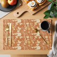 thumbnail image 2 of Vintage Flower Placemats Set of 8, Orange Bird Leaf Branch Botanical Tree Placemats for Dining Table, Place Mats for Kitchen Tabletop, Waterproof Wipeable Dining Table Mats Set, 2 of 9