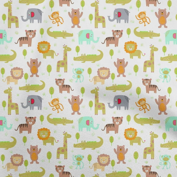 oneOoneSilkTabbyLightGreenFabricKidsAnimalCraftProjectsDecorFabricPrintedByTheYard42InchWide