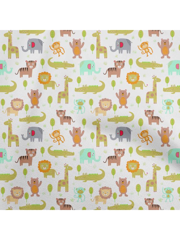 GeorgetteViscoseLightGreenFabricKidsAnimalDressMaterialFabricPrintFabricByTheYard42InchWide