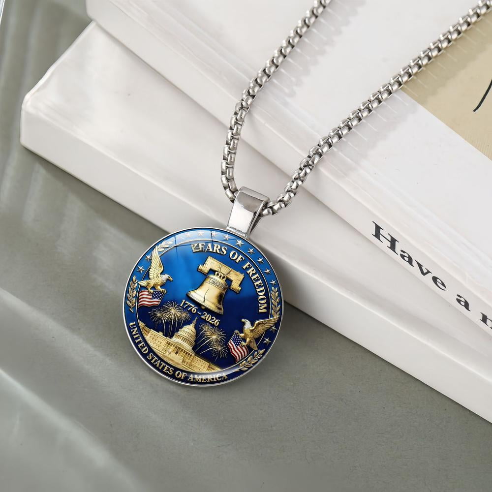 2026 USA 250th Anniversary Pendant Necklace American Flag Eagle Pattern Necklaces Patriotic Souvenir Jewelry Gifts for Men Women