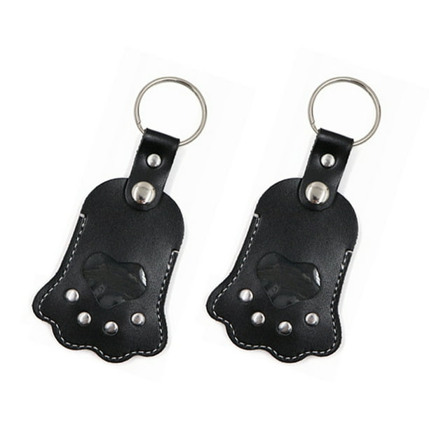 Methold 2 piezas, llaveros de almacenamiento, llaveros con forma de pata de gato, cadenas de regalo para mascotas, material suave y para Memoriales de mascotas negro