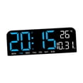 thumbnail image 3 of Reloj de pared digital grande, alarma fuerte con fecha, semana y temperatura para oficina, mesita de noche, sala de estudio, decoración de gimnasio. Azul, 3 of 10