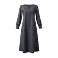 thumbnail image 4 of Dresses for Women Button V Neck 3/4 Sleeve Fall Dress Casual Beach Dress Sundress with Pockets, 4 of 4