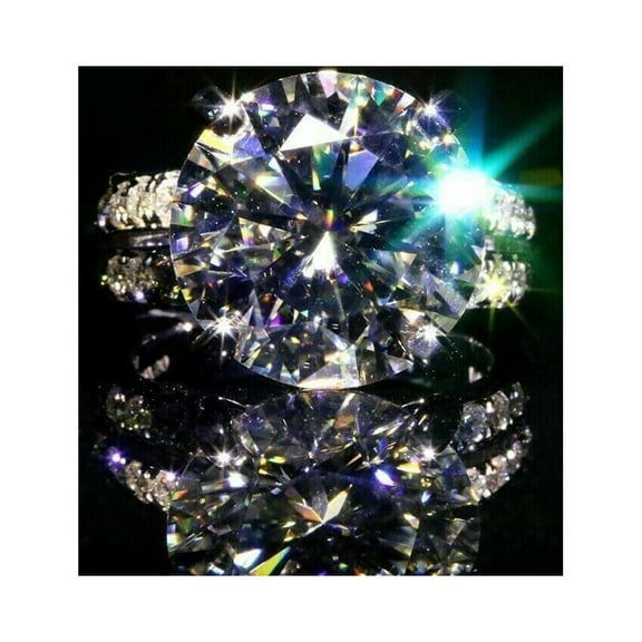 Forever Jewels 5Ct Round Cut Moissanite Women Solitaire Engagement Ring 14K White Gold Plated