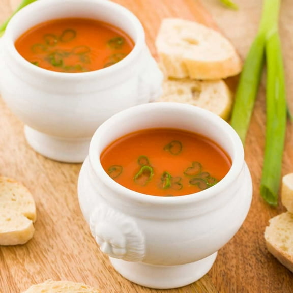 6 Ounce White Porcelain Bowls with Lion Head Design - Microwave & Oven Safe, Chip-Resistant, 10 Pack