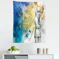 thumbnail image 1 of Watercolor Tapestry, Fashion Concept Grunge Paint Stains and Standing Young Lady, Fabric Wall Hanging Decor for Bedroom Living Room Dorm, 5 Sizes, Dark Violet Cream and Amber, by Ambesonne, 1 of 1