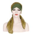 thumbnail image 4 of Forehead Cross Head Cap Chiffon Long Tail Head Cap Broadband Headband Chemotherapy Center Hair Loss Cap, 4 of 4
