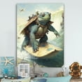 thumbnail image 2 of Designart Turtle Surfing With Goggles Canvas Wall Art, 2 of 5