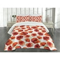 thumbnail image 3 of Ambesonne Flower Quilted Bedspread Set 3 Pcs, Poppies Garden Floral, Queen Size, Scarlet White Red, 3 of 5