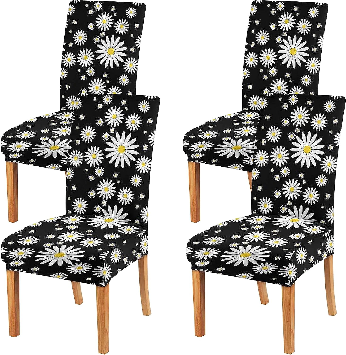 Oversize Black Chair Covers for Dining Room Set of 4,Large Stretch