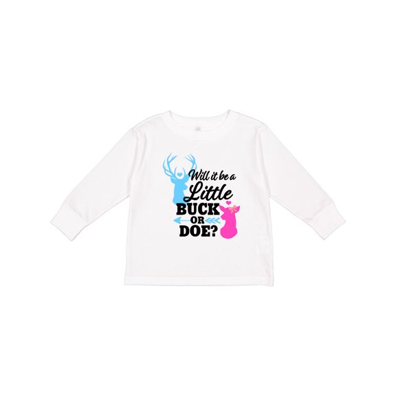 Inktastic Gender Reveal Will it be a Little Buck or Doe? Girls Long Sleeve Toddler T-Shirt