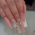 thumbnail image 1 of Uñas postizas Gifiky Luxury 3D con diseño de mariposas, color nude, francesas, cobertura total, largas y cuadradas, para mujeres y niñas (24 unidades), 1 of 6