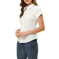 thumbnail image 4 of Allegra K Women's Elegant Short Sleeve Career Button Down Shirt, 4 of 6
