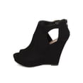 thumbnail image 4 of Qupid FC24 Women Nubuck Peep Toe Cut Out Platform Wedge Bootie, 4 of 5