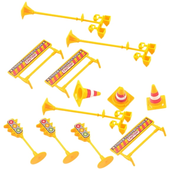 IBASETOY 3 Sets Traffic Sign Cake Topper Plastic Assorted Color Cake Topper Decor for Festivals and Parties