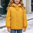 thumbnail image 2 of JUMEYU Girls Fleece Lined Jacket Warm Windproof Hooded Zip Up Kids Winter Coat with Pockets Sizes 1-14Y (Yellow,9-10 Years), 2 of 8