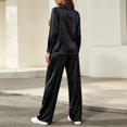 thumbnail image 5 of Xinoom Women's 2 Piece Satin Matching Set, Lapel Button Down Shirt & Drawstring Wide Leg Pants, Elegant Casual Outfit, Gift for Ladies, Dinner Gathering Black,XS, 5 of 7
