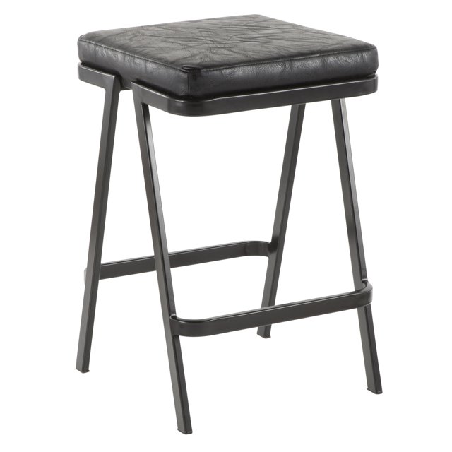 Taburete Seven - Metal negro y PU negro envejecido LumiSource OB-CS-SVEN BK+BK