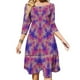 thumbnail image 1 of Vestido de verano elegante con cuello cuadrado, estampado de mandala y estrellas, color dorado, rosa y morado, para mujer, 1 of 6