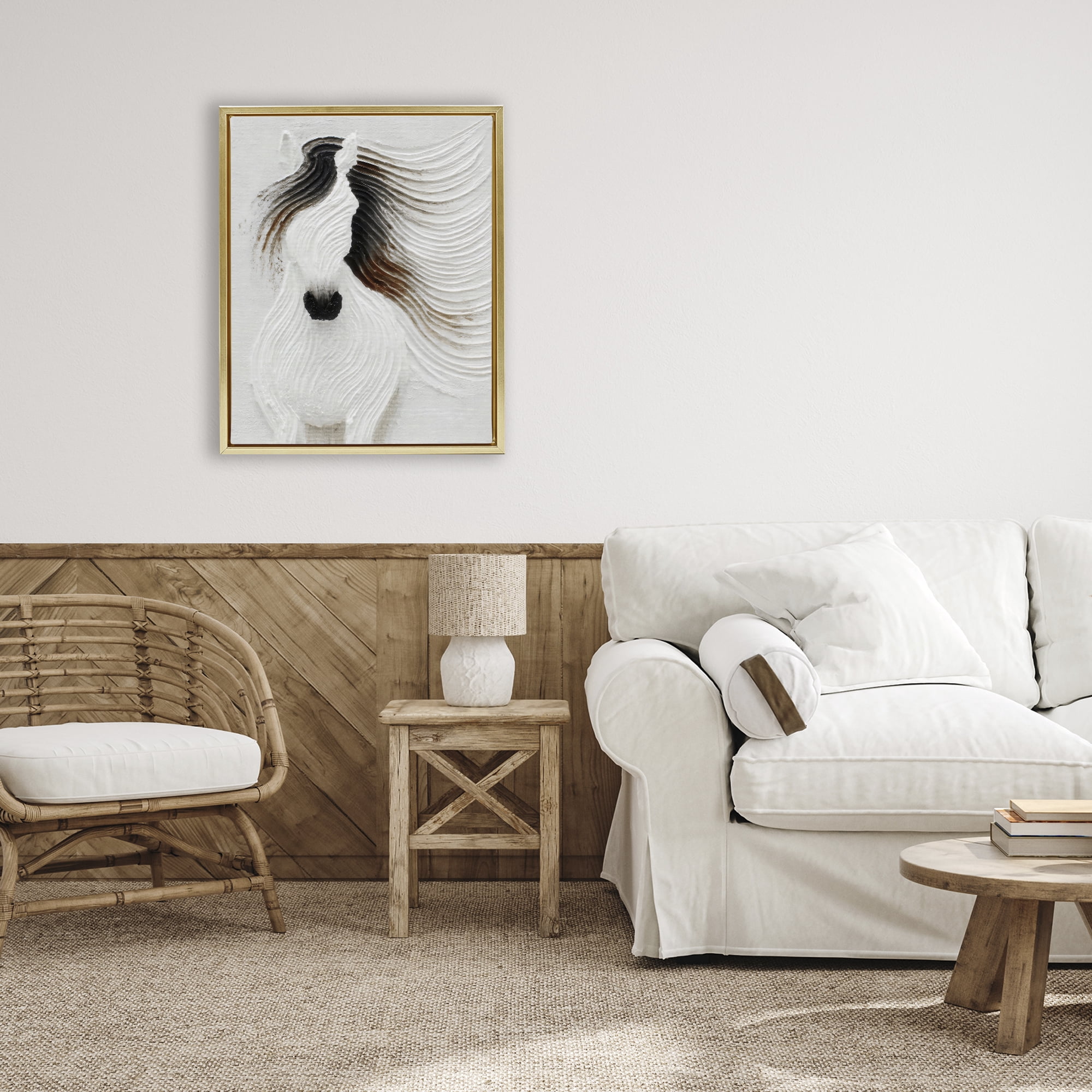 Stupell Industries Grooved Horse in Flowing Motion Gold Framed Floater Canvas Wall Art, design by Ink Drop Loft
