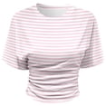 thumbnail image 3 of Kiijoy Girls Striped Short Sleeve Ruched T-Shirt Summer Casual Fitted T Shirt, Sizes 3-14, 3 of 3
