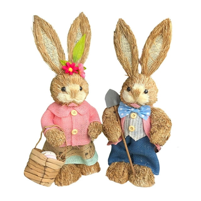 Figuras de Conejo de Pascua 2 Piezas 35cm Sunnimix Estatuilla de conejito