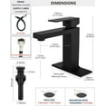 thumbnail image 3 of Bathroom Faucet 1 Hole, Single Handle Stainless Steel Bathroom Sink Faucet, Modern Vanity Faucets with Deck Plate,Water Supply Hoses and Pop Up Drain,Matte Black, 3 of 9