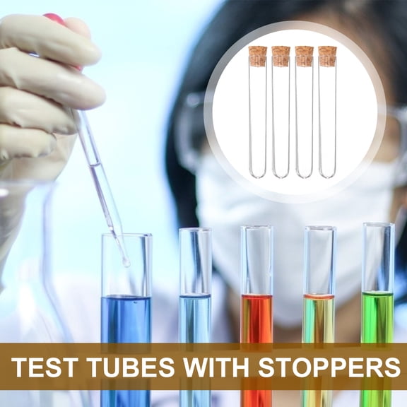 30PCS Clear Plastic Test Tubes with Cork Stoppers for Science Experiments Storage Bottles