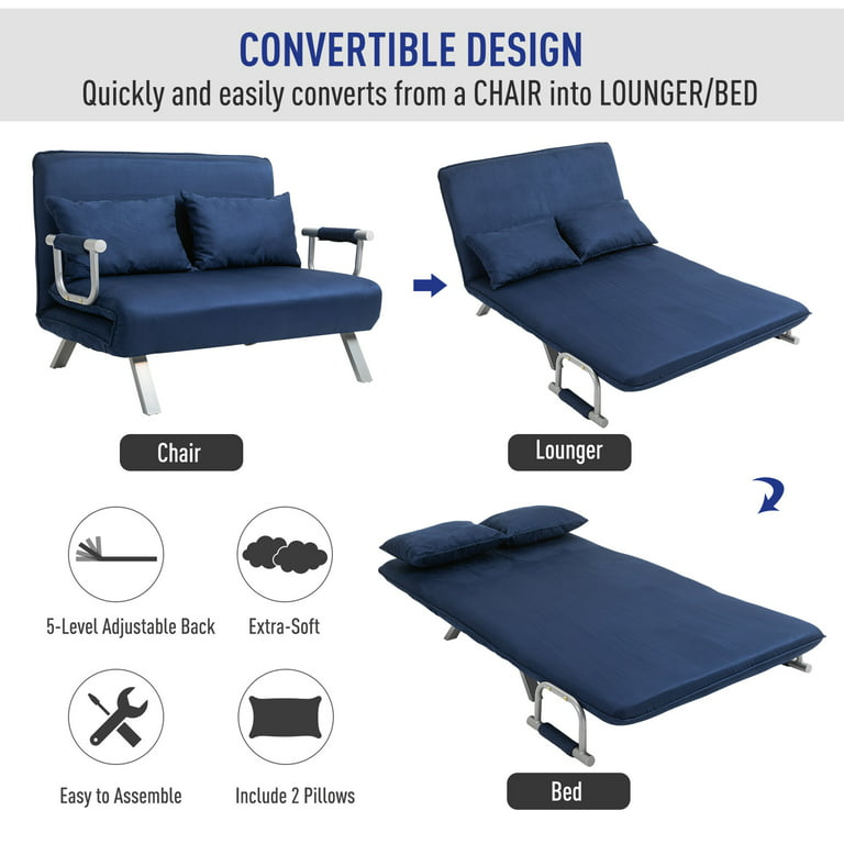 Homcom Small Sofa Couch Futon With Fold