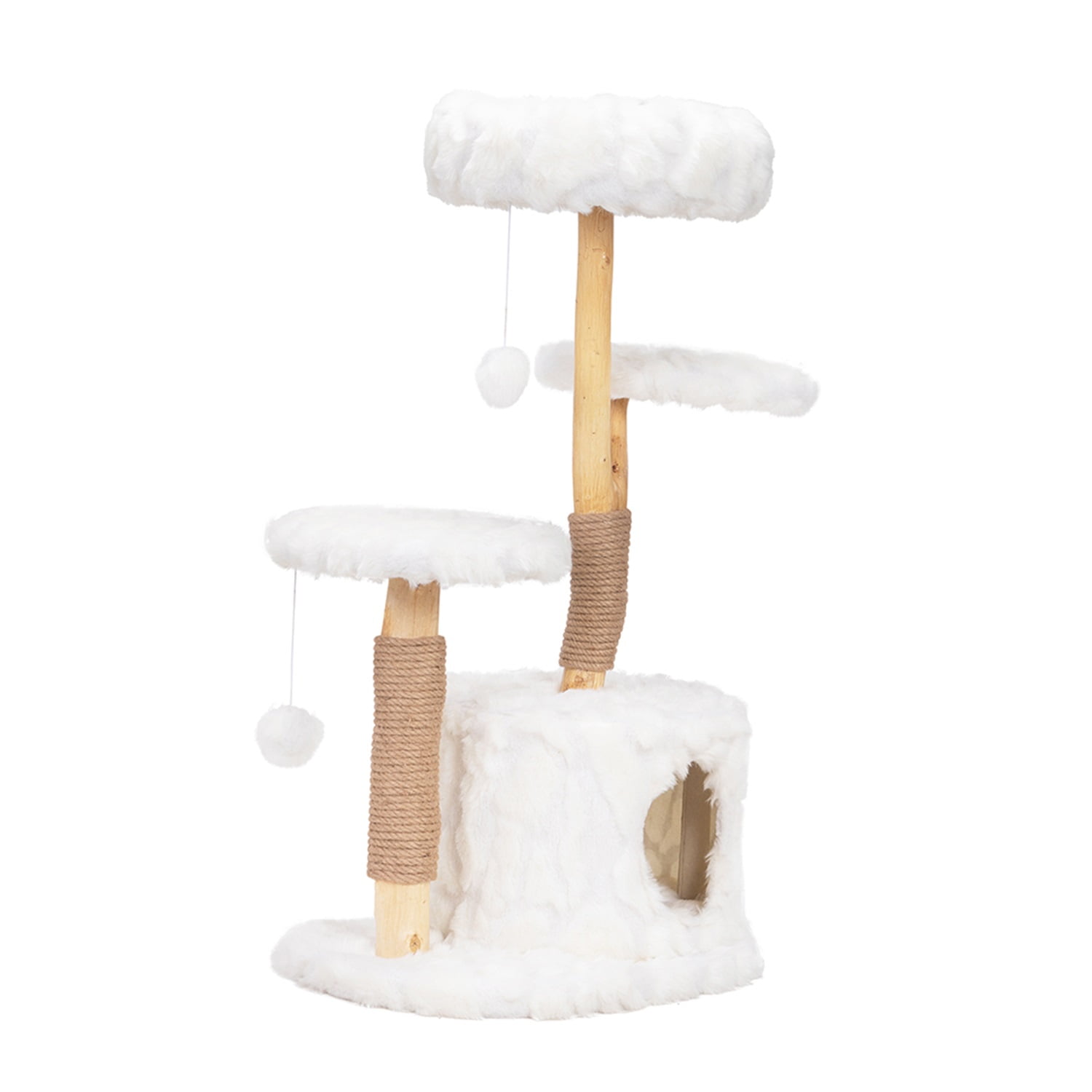 Pefilos 31" Cat Tree Tower for Indoor Cats, Modern Cat Tree with Condo and Climbing Perches, Kitten Scratching Tree, White Pefilos 31" Cat Tree Tower for Indoor Cats, Modern Cat Tree with Condo and Climbing Perches, Kitten Scratching Tree, White